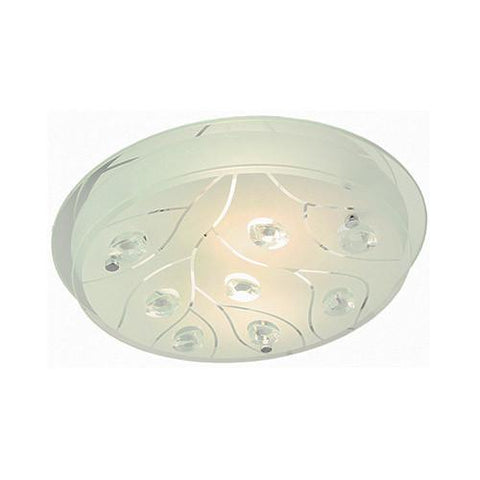 Bright Star Lighting Polished Chrome With Frosted Glass And Crystals Circular Ceiling Light 320mm