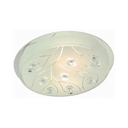 Bright Star Lighting Polished Chrome With Frosted Glass And Crystals Circular Ceiling Light 420mm
