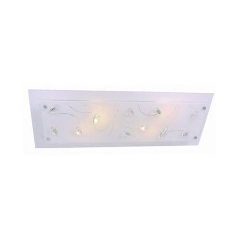 Bright Star Lighting White Patterned Glass With Clear Acrylic Crystals Rectangular Ceiling Light