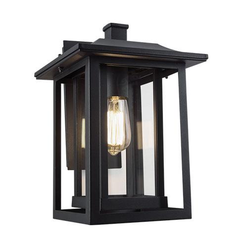 Down Facing Aluminum Lantern with Clear Glass - Black