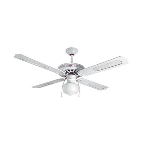 52" 4 Blade Ceiling Fan with Light - White